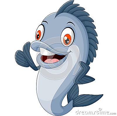 Cartoon fish waving Vector Illustration