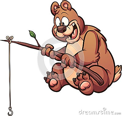 Cartoon fishing bear Vector Illustration