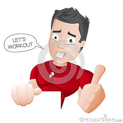 Cartoon Fitness Coach - Stock Photo