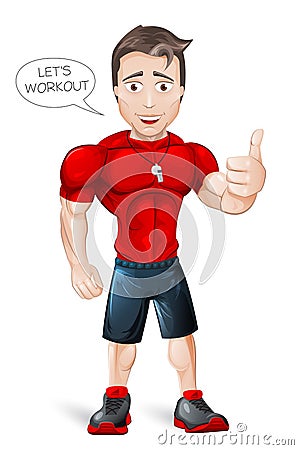 Cartoon Fitness Coach - Stock Photo