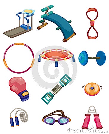 Cartoon Fitness Equipment icons Vector Illustration