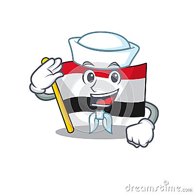 Cartoon flag yemen isolated in sailor character Vector Illustration