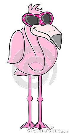 Cartoon flamingo with sunglasses Vector Illustration