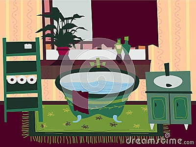 Cartoon Flat bathroom interior vector illustration Vector Illustration