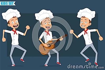 Cartoon flat chef cook boy character vector set Vector Illustration