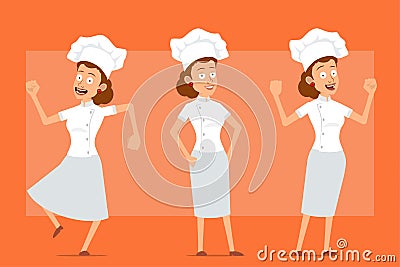 Cartoon flat chef cook woman character vector set Vector Illustration