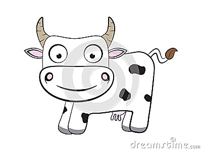 Cartoon flat cow Vector Illustration