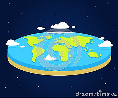 Cartoon flat earth Vector Illustration
