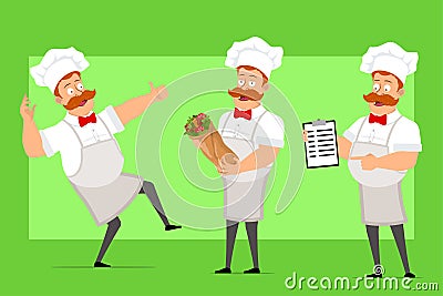 Cartoon flat fat chef cook man character vector Vector Illustration