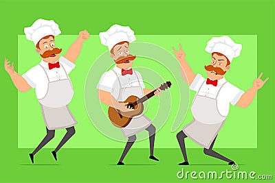 Cartoon flat fat chef cook man character vector Vector Illustration