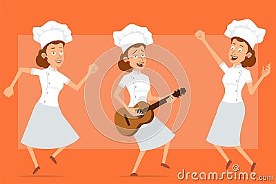 Cartoon flat chef cook woman character vector set Vector Illustration