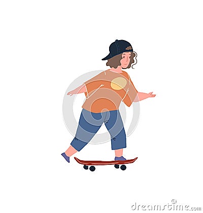 Cartoon flat kid character doing sports,healthy sporty lifestyle vector illustration Vector Illustration