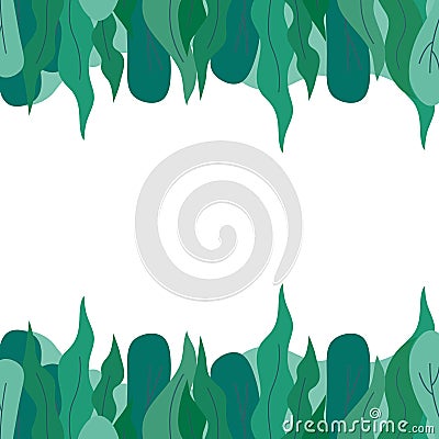 Cartoon flat leaves frame on white background vecto Cartoon Illustration