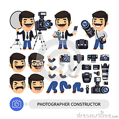 Photographer Character Constructor Vector Illustration