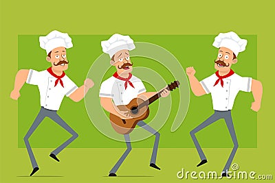 Cartoon flat strong chef cook man character set Vector Illustration