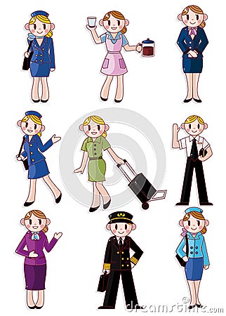 Cartoon flight attendant/pilot icon Vector Illustration