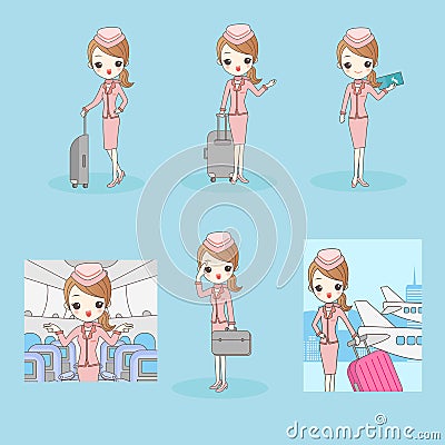 Cartoon flight attendant Vector Illustration