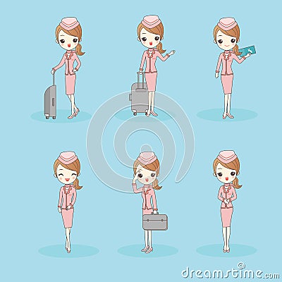 Cartoon flight attendant is smile Vector Illustration