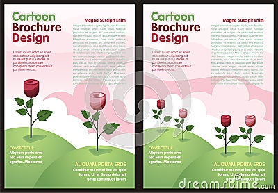 Cartoon Flyer - Brochure with Lovely rose Flower Stock Photo