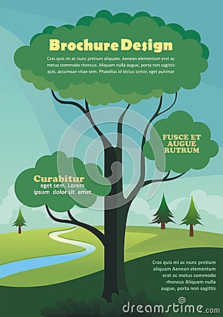 Cartoon Flyer - Brochure with tree design Stock Photo