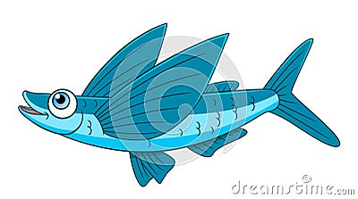 Cartoon flying fish Vector Illustration