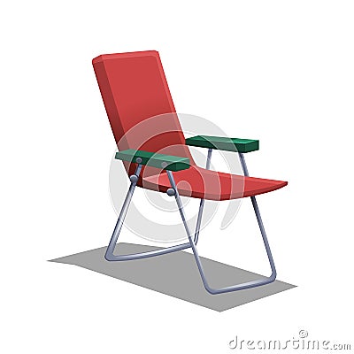 Cartoon folding chair isolated on white background. Vector Illustration