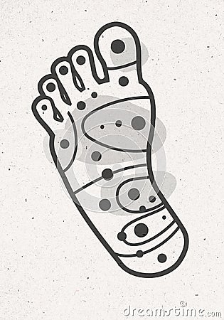 Cartoon foot with reflexology points Stock Photo