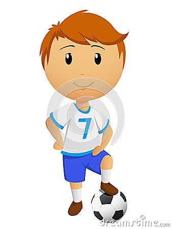 Cartoon footballer or soccer player with ball Vector Illustration