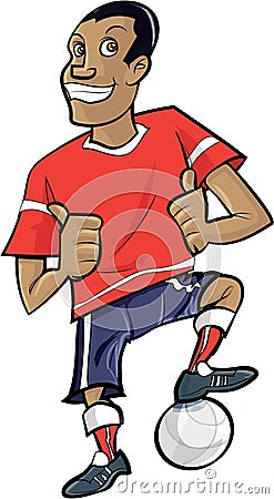 Cartoon footballer with thumbs up Stock Photo