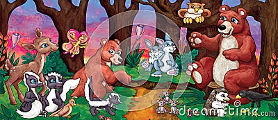 Cartoon Forest Animals Stock Photo