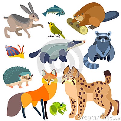 Cartoon forest animals set Vector Illustration