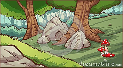 Cartoon forest background Vector Illustration