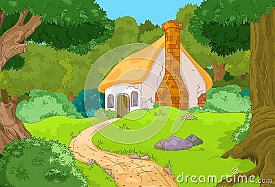 Cartoon Forest Cabin Vector Illustration