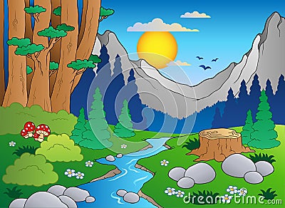 Cartoon forest landscape 2 Vector Illustration