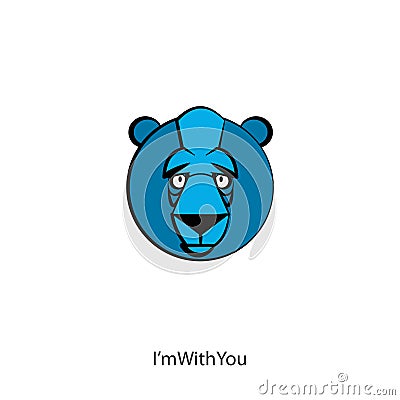 Funny head wild bear color Vector Illustration