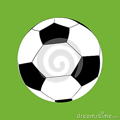Cartoon fotball soccer ball on green background Stock Photo