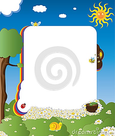 Cartoon frame with happy insects Vector Illustration