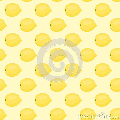 Cartoon fresh lemon fruits in flat style seamless pattern food summer design vector illustration. Vector Illustration
