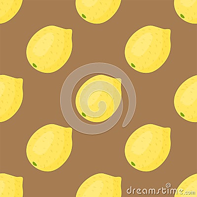 Cartoon fresh lemon fruits in flat style seamless pattern food summer design vector illustration. Vector Illustration