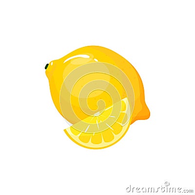 Cartoon fresh lemon isolated on white background Vector Illustration