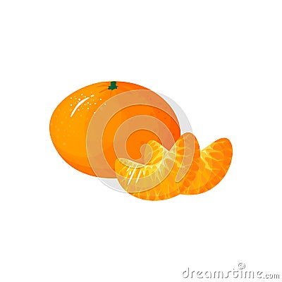 Cartoon fresh tangerine or mandarin orange fruit Vector Illustration