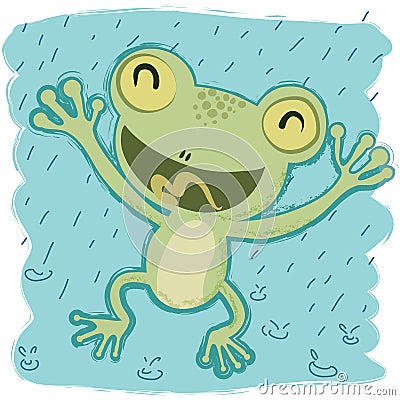 Cartoon frog happy. Vector Illustration