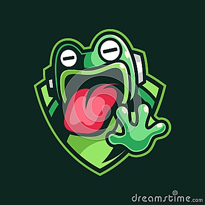 Frog mascot gaming logo design Vector Illustration