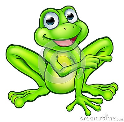 Cartoon Frog Pointing Vector Illustration