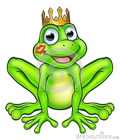 Cartoon Frog Prince Kiss Vector Illustration