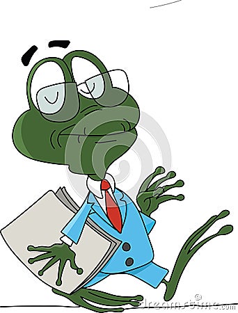 Cartoon frog professor walking towards classroom vector illustration Vector Illustration