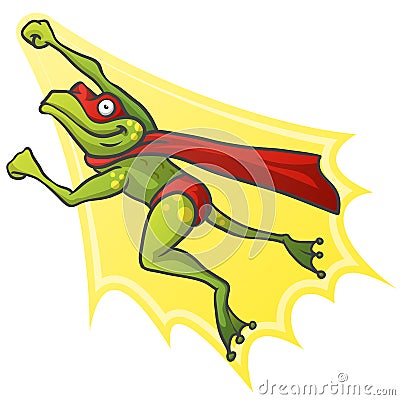 Cartoon Frog Superhero Vector Illustration