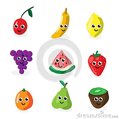 Cartoon fruit characters Vector Illustration