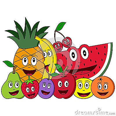 Cartoon Fruit Composition Vector Illustration