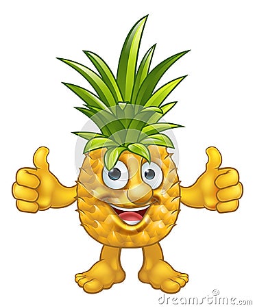 Cartoon Fruit Pineapple Mascot Character Vector Illustration